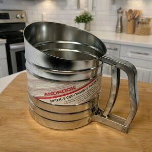 Vintage Androck 5-Cup Flour Sifter Stainless Steel Baking Tool